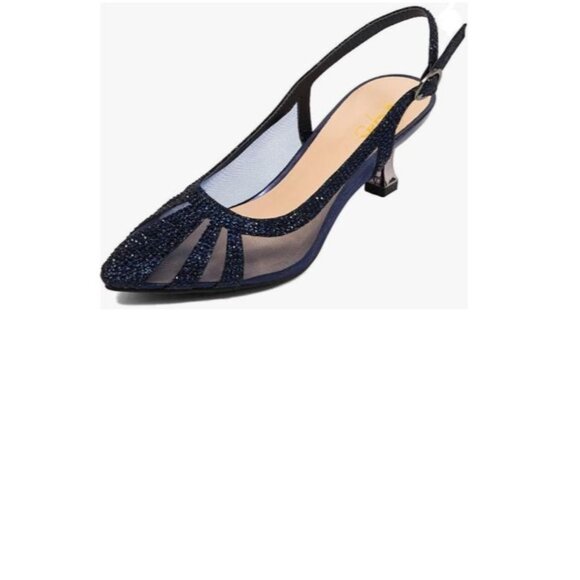 XYD Shoes - XYD Women Bridal Slingback Heels Pumps Closed Pointed Toe Slip On Mesh